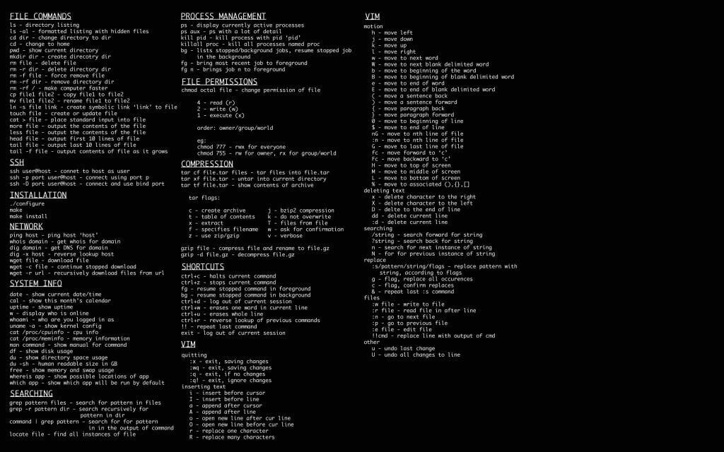 最常用的Linux命令简表